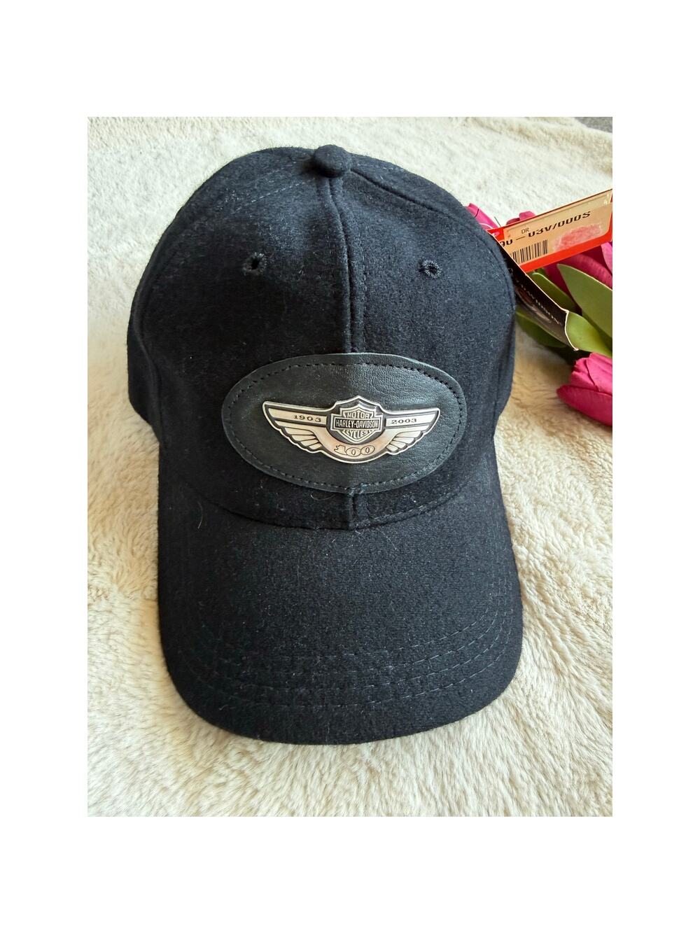 Harley Davidson Black Wool Fitted Cap 100th Anniversary NWT